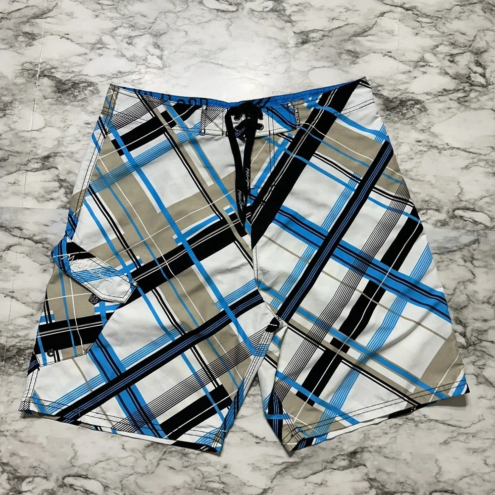 Maui and Sons Men's Swim Trunks Board Shorts Size‎ 34 Multicolor Striped